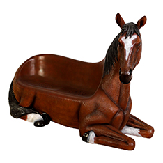 Lying brown resin horse bench statue